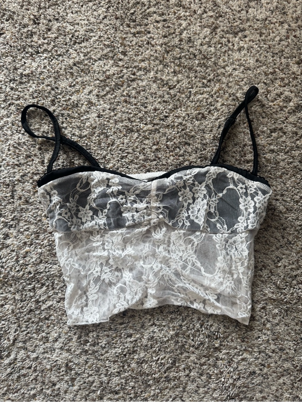 SHEIN Black & White Lace Cami Crop Top